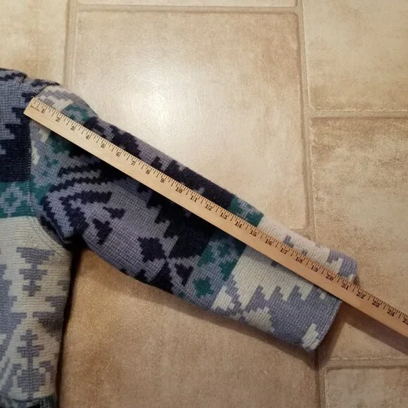 ✅VTG Woolrich Chore Jacket Women's LARGE Blue/Grey Aztec Southwest Wool✅STAINING - Picture 15 of 16